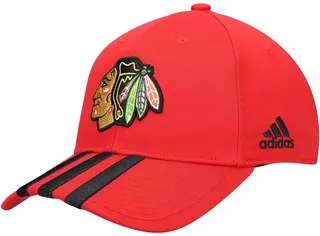 Men's Red Chicago Blackhawks Locker Room Three Stripe Adjustable Hat