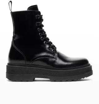 Side-Zip Leather Combat Boots