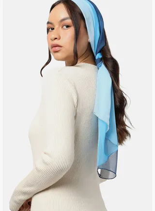 Georgette Colorblock Head Scarf For Women