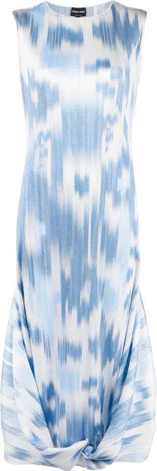 Abstract-Print Plissé Dress