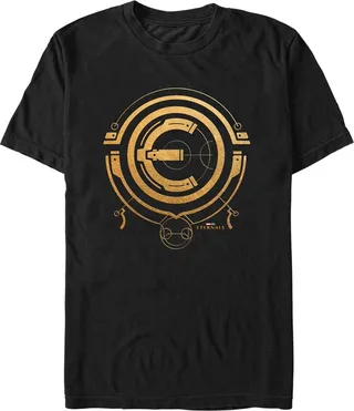 Men's Marvel Eternals Golden Logo T-Shirt - Black - Medium