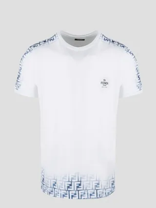 Fendi t-shirt in jersey with logo print on the chest and FF motif printed on the border.