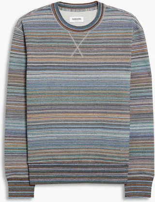 Embroidered striped French cotton-terry sweatshirt