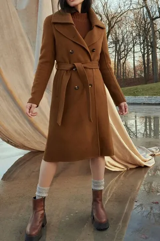 Anna Light Wool Coat in Hazel