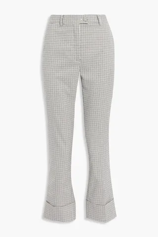 Checked woven kick-flare pants