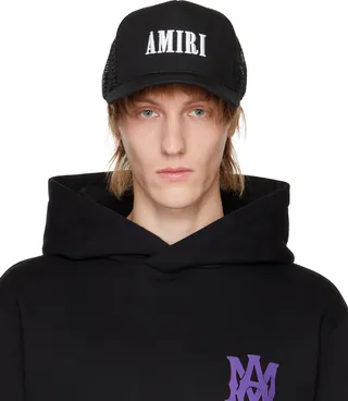 AMIRI Black Core Logo Trucker Cap