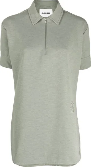 Logo-Embroidered Zip-Front Polo Shirt