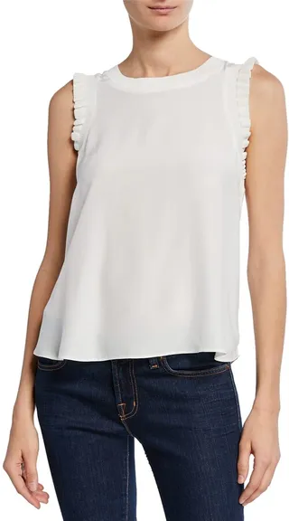 Tous Les Jours Lenore Crewneck Sleeveless Silk Top
