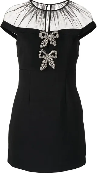 Crystal-Embellished Sheer-Panelling Dress
