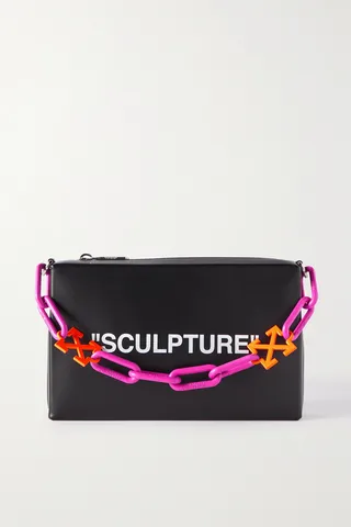 Off-White - Block Printed Leather Shoulder Bag - Black