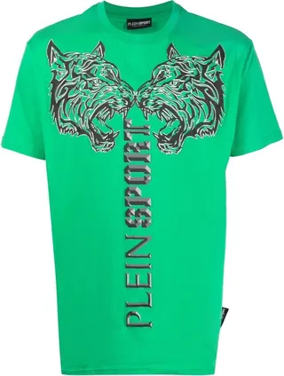 crew neck tiger-print T-shirt