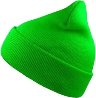 Atlantis Wind Double Skin Beanie With Turn Up - Safety Green