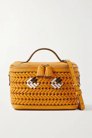 Anya Hindmarch - The Neeson Eyes Woven Textured-leather Shoulder Bag - Orange