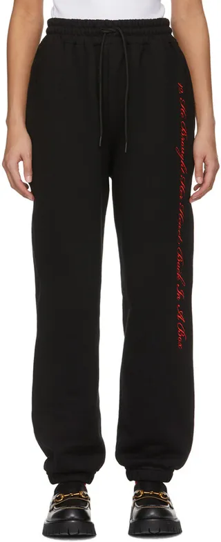 SSENSE WORKS SSENSE Exclusive Jeremy O. Harris Black Cursive Text Lounge Pants