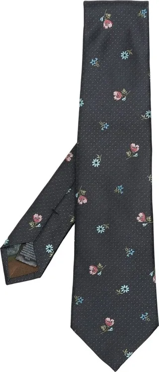 Floral-Print Silk Tie