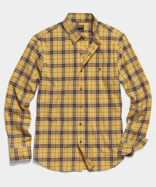 Slim Fit Favorite Poplin in Yellow Plaid