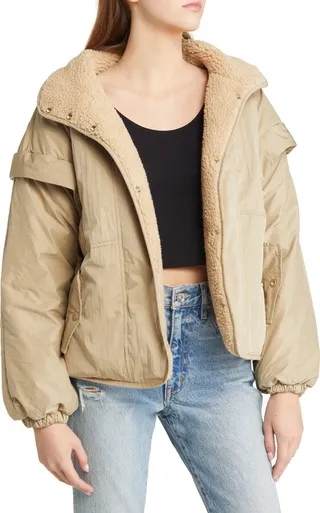 Faux Shearling Collar Jacket