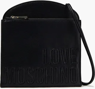 Logo-embossed faux leather shoulder bag