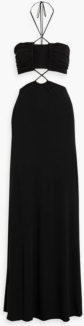 Eva cutout jersey halterneck gown