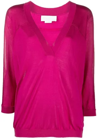 V-neck silk jumper