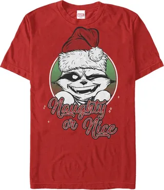Men's Marvel Christmas Guardians of the Galaxy Naughty Rocket T-Shirt - Red - Small