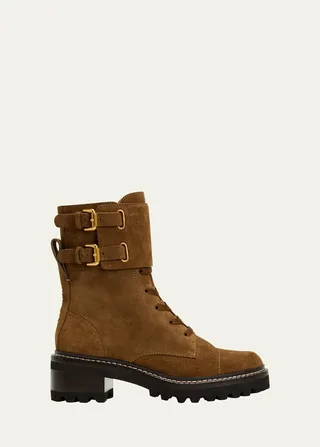 Mallory Buckle-Cuff Combat Boots