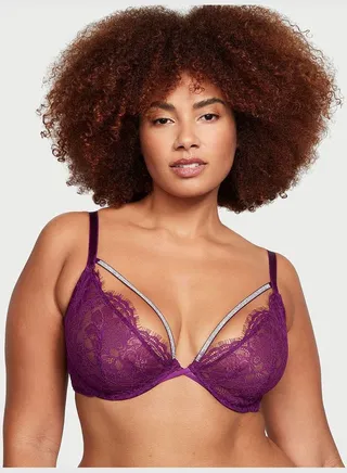 Shine Strappy Lace Unlined Low-Cut Demi Bra