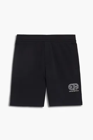 Printed cotton-blend jersey shorts