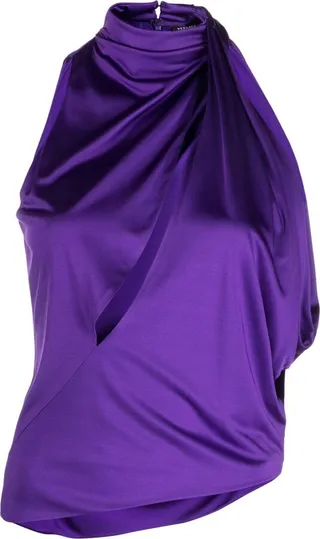 Slash-Detail Halterneck Top