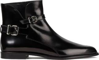 Glossed-leather ankle boots