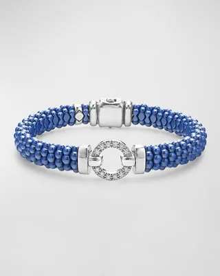 Sterling Silver Blue Caviar Diamond Bangle