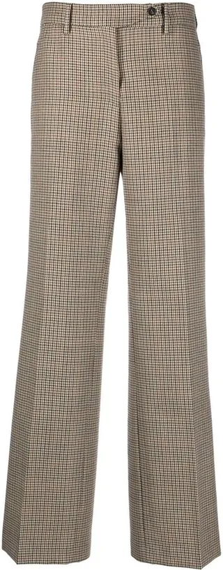 Houndstooth Straight-Leg Trousers