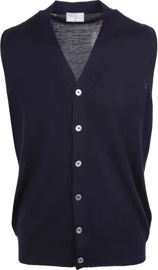 Navy Blue Wool Waistcoat