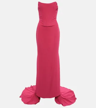 Strapless crepe gown