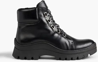Lace-up leather ankle boots