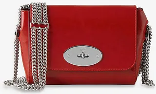 Womens Lancaster Red Lily Postman's-lock Leather Shoulder bag