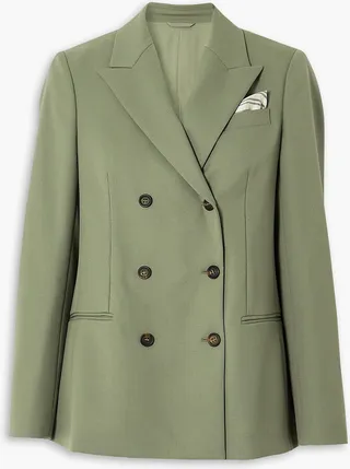 Double-breasted wool-twill blazer