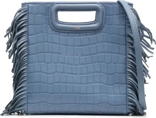 M croc-effect fringed tote bag