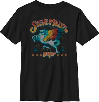 Boy's Steve Miller Band Retro Logo T-Shirt - Black - Medium