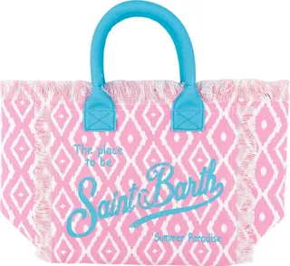 Canvas handbag with multicolor print