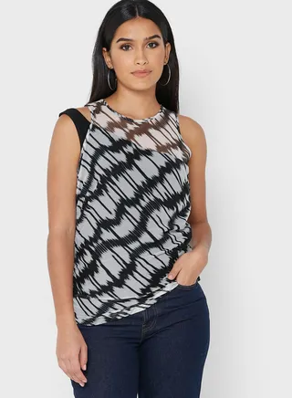 Round Neck Printed Top
