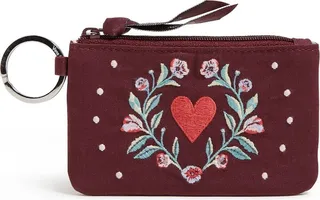 Vera Bradley Women's Recycled Cotton Zip ID Case Imperial Hearts Red