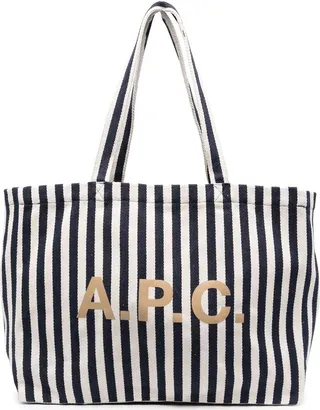 Diane logo-print striped tote bag