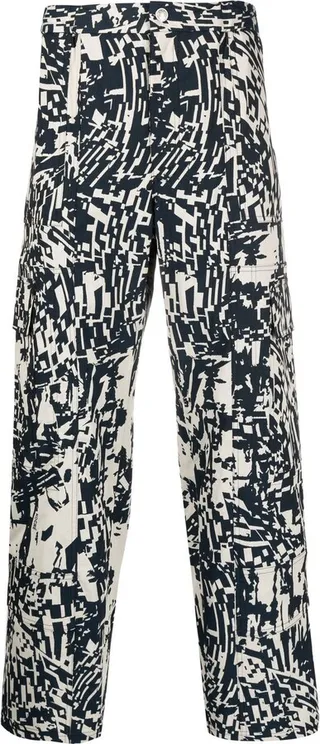 Abstract-Pattern Straight Trousers