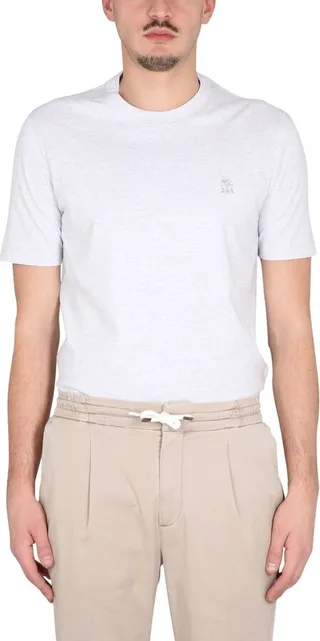 Brunello Cucinelli Logo Embroidered Crewneck T-Shirt