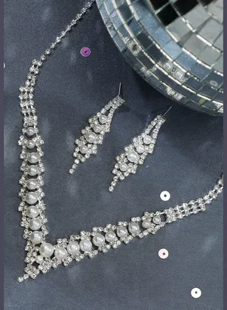 Silver Plated Designer Party Necklace and Earring Set For Women