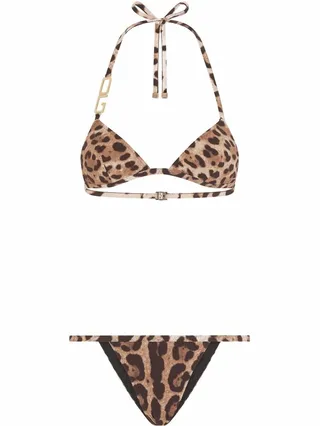 Leopard-Print Halterneck Bikini
