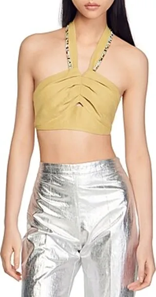 Sandro Avedis Halter Crop Top
