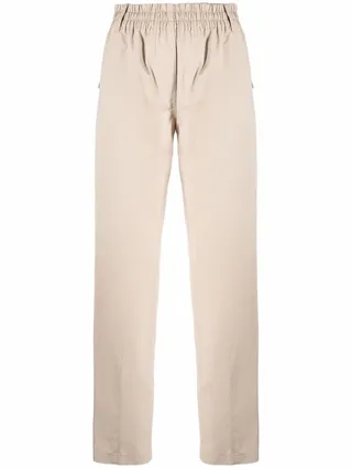 Elasticated-Waist Straight Trousers
