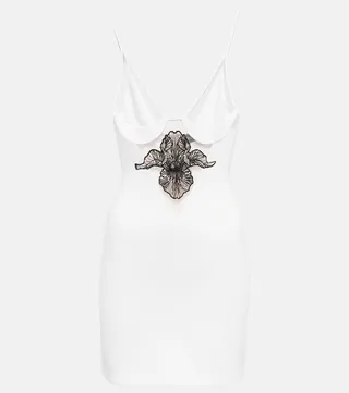 Macrame-trimmed jersey minidress